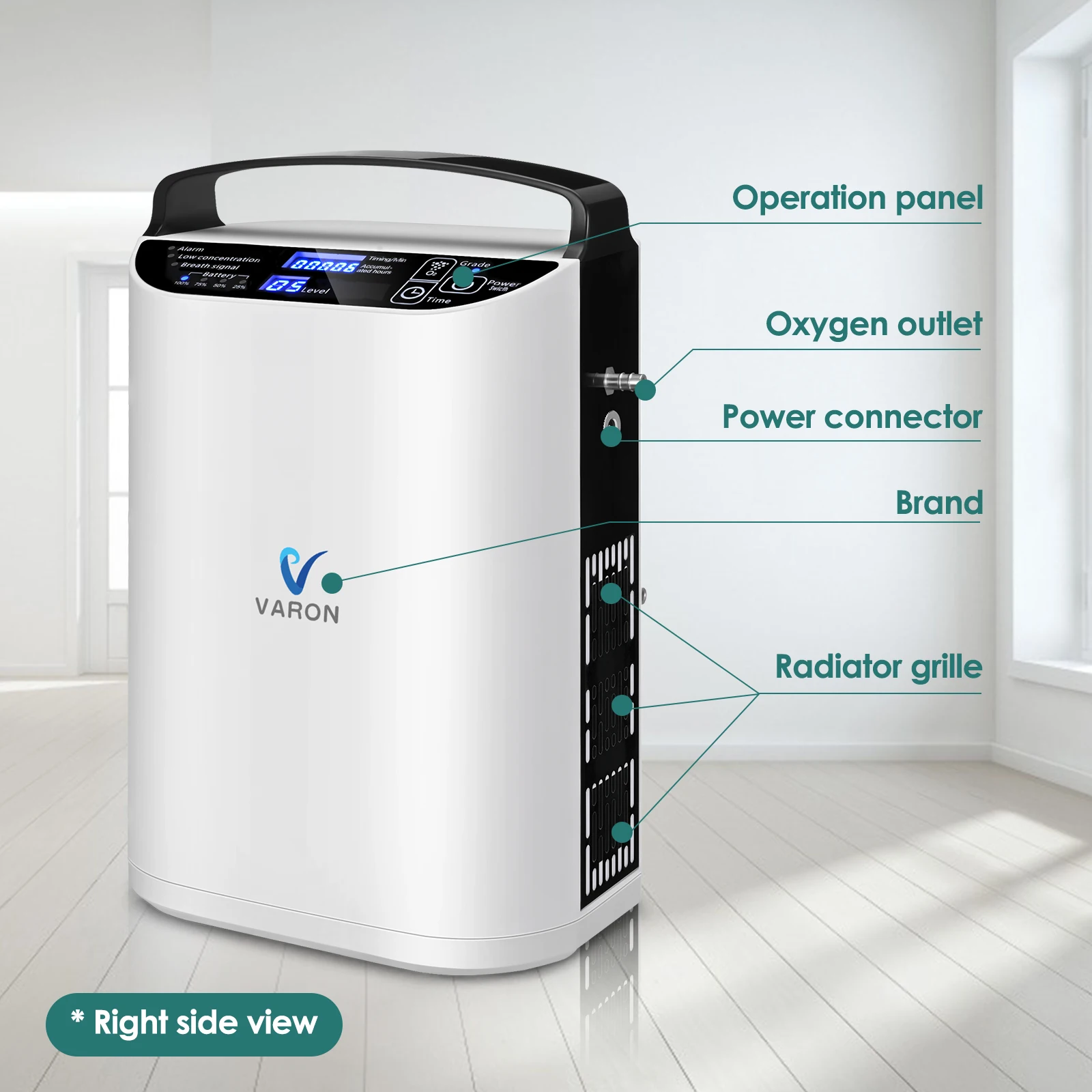 Varon Easy to Carry Pulse Flow Oxygen Concentrator with battery