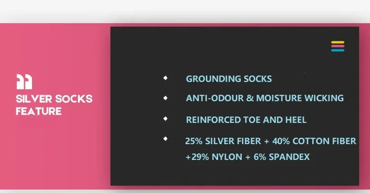 Grounding Socks, Conductive 25% Silver Fiber,  Earthing Socks 99% Pure Silver Thread,Grounding socks do not need wires