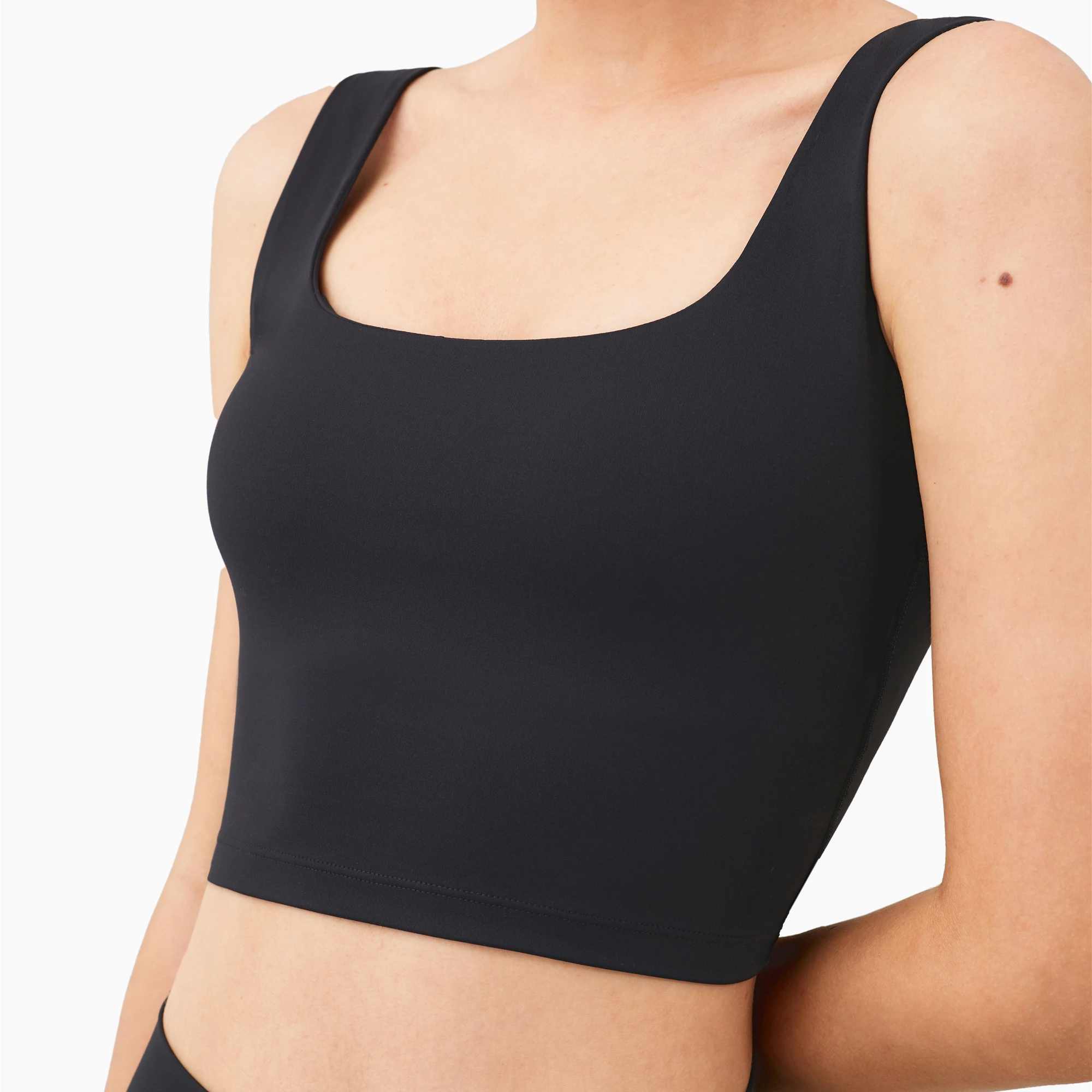 Nude women sense false two shock-proof sports deep U back yoga vest type bra