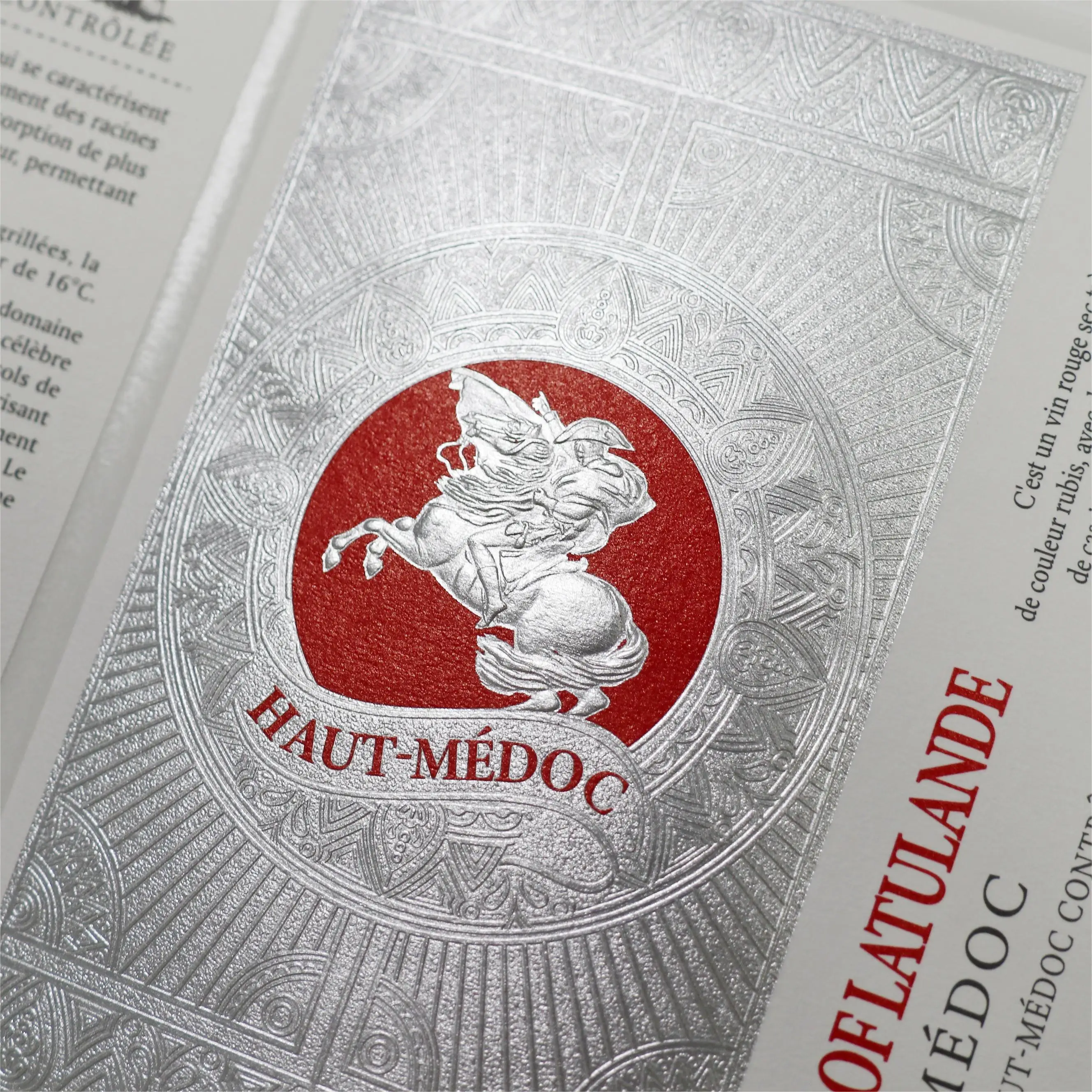 custom private texture paper wine label Low MOQ  high quality silver glossy adhesive wine label