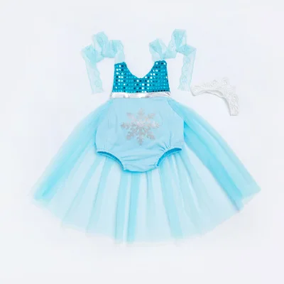 
Baby Princess Costume Infant Clothes Kids Sequins Halloween Mermaid Costume Lace Halter Romper Sunsuit Clothes With Headband 