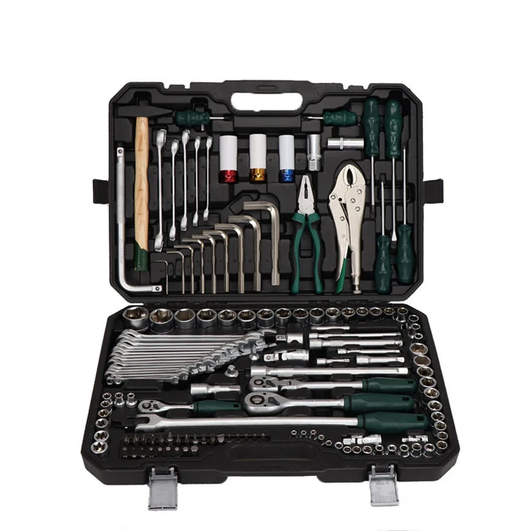 BNYA 144pcs Hardware Car Repair Set 1/2,3/8,1/4 Inch Drive Ratchet Handle Wrench Socket Set Complete Household Tool Kit