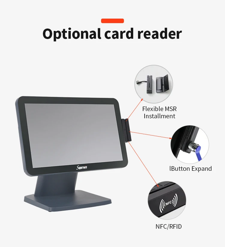 15.6 Inch Point Of Sale POS Terminal Restaurant All In One Touch POS Machine Windows POS Systems