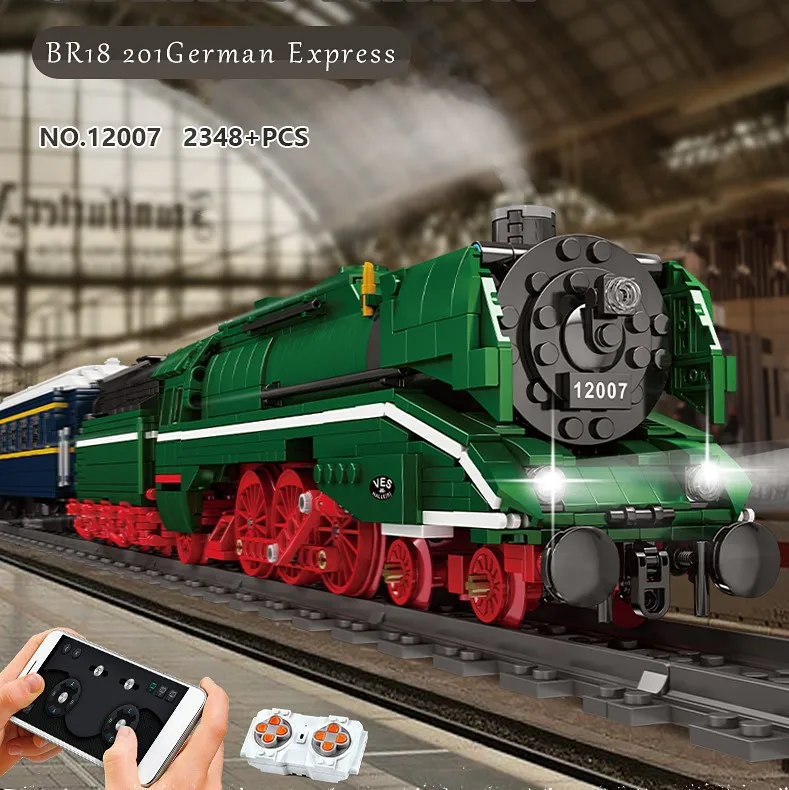 MOULD KING 12007 The Motorized BR18 201 German Express Train Model Assembly High-Tech Building Blocks Kids Christmas Gifts