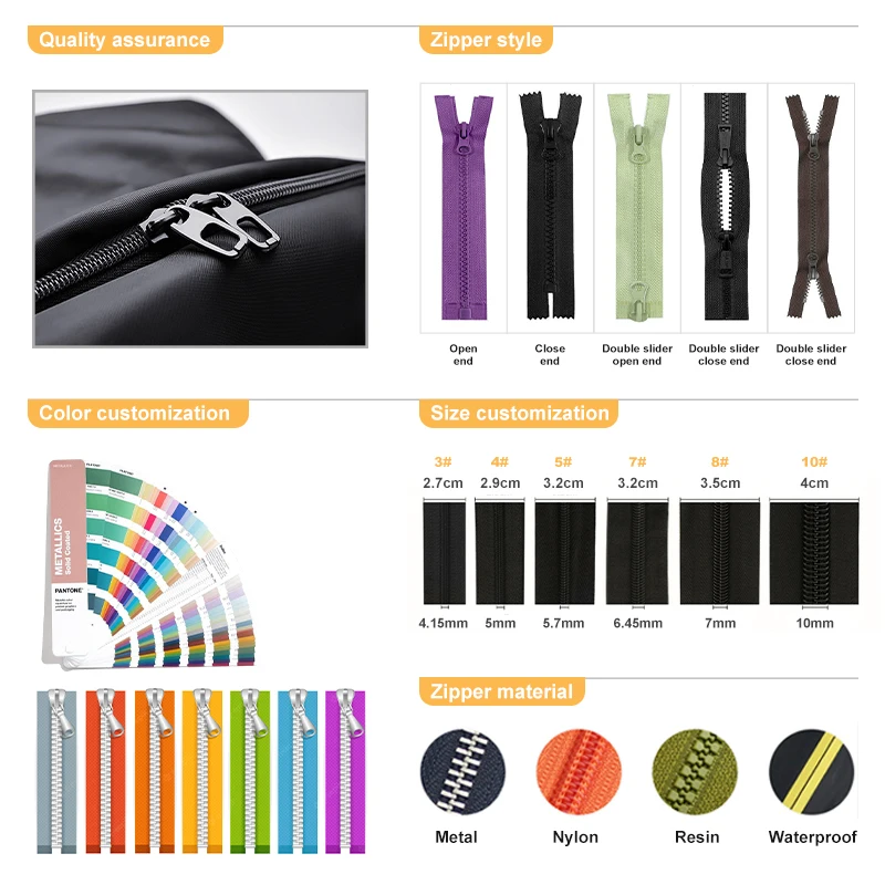 Heavy Duty Close End Brass Metal Zipper Private Label Bag Accessories Brass Teeth Industrial Metal Zipper For Bag