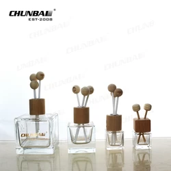 Custom Gift10ml Car Freshener Pendant Air Mini Hanging Colorful Glass Aroma Reed Diffuser Bottle With Stopper And Box