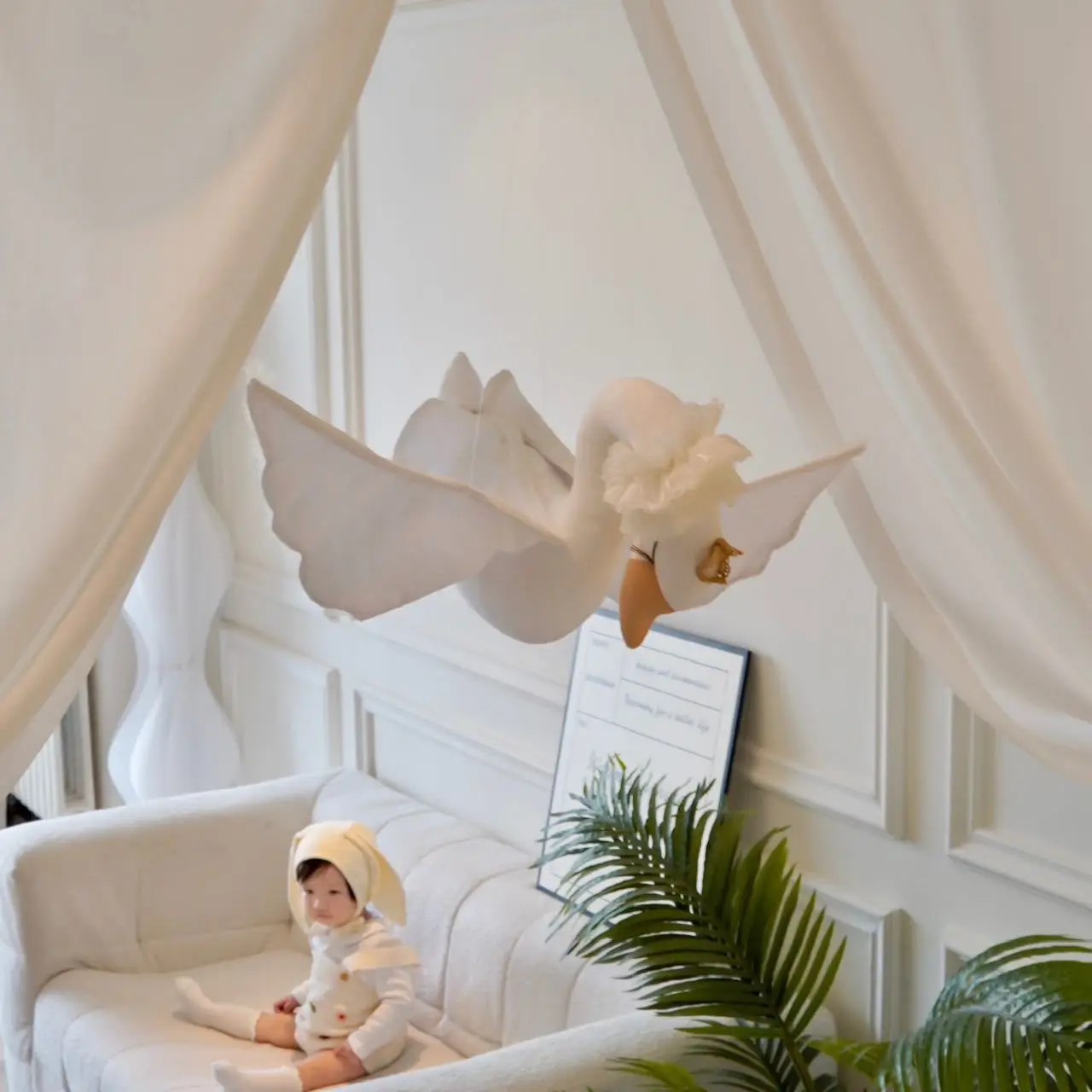 Hot Selling  Creative Wall Hanging Stuffed Doll White Swan Animal Doll Home Decor Stuffed Toy For Kids