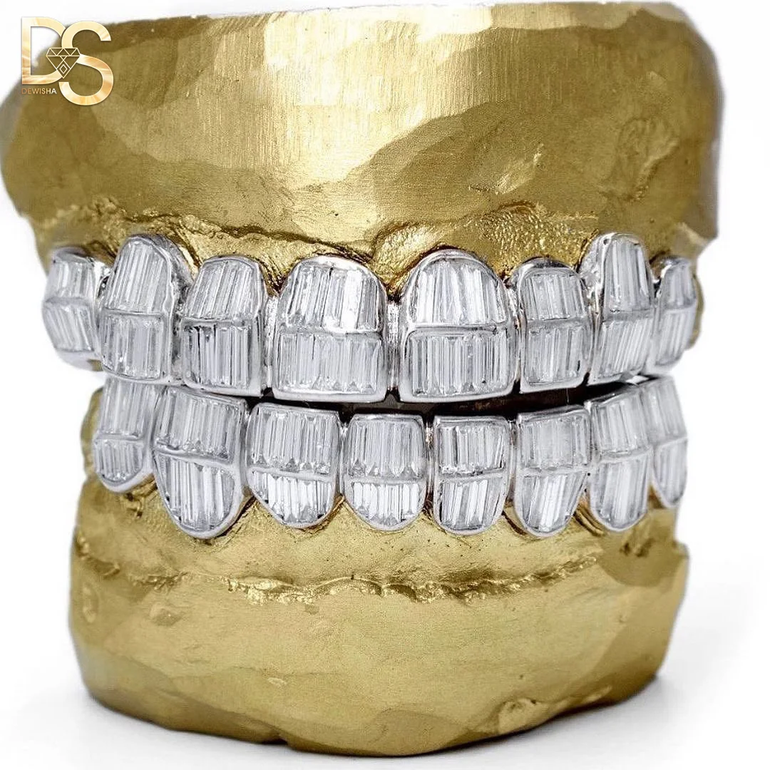 Изготовленный на заказ 10K 14K 18K позолоченный серебряный 925 полный VVS Diamond Moissanite Grillz со льдом в стиле хип-хоп ЗУБЫ
