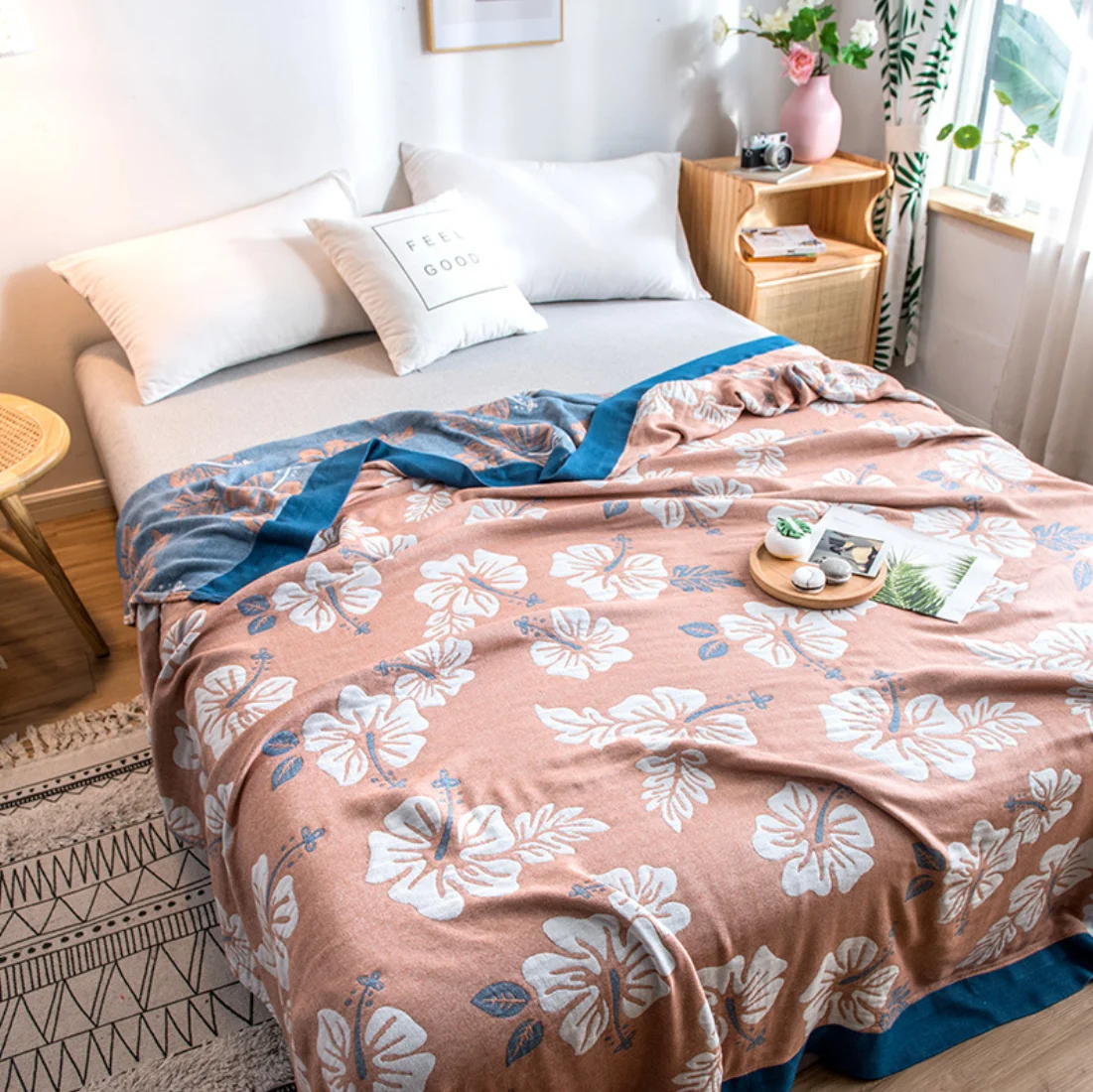 60% Bamboo 40% Cotton Knitted Large Towel Bed Sheet Thin Quilt Sofa Blanket