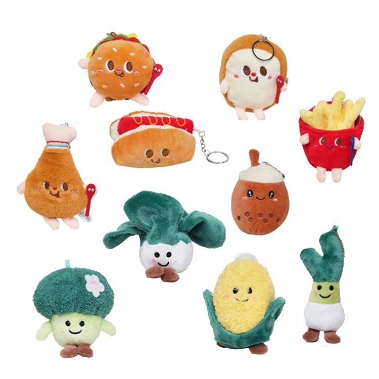EPT $1 Dollar promotion Toys Hamburger Hot Dog Chicken Leg Vegetable Corn Orchid   Pendant Mini Doll Custom Cute Cheap Plush Set