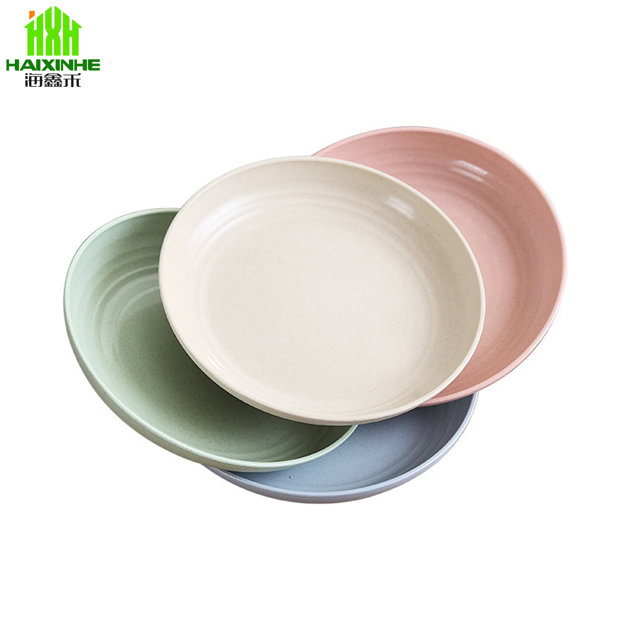 
High quality Biodegradable Wheat Straw Material Dinner Reusable plastic Plate White Wheat Straw Plates 