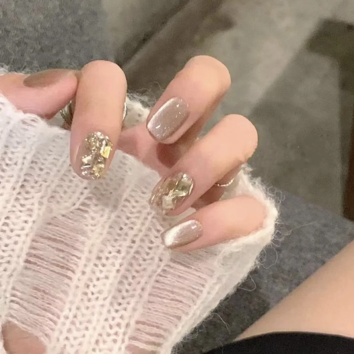 Pure handmade 3d press on nail French Gel Press on Nails Thick Acrylic Nails With Rhinestones Artificial Fingernails