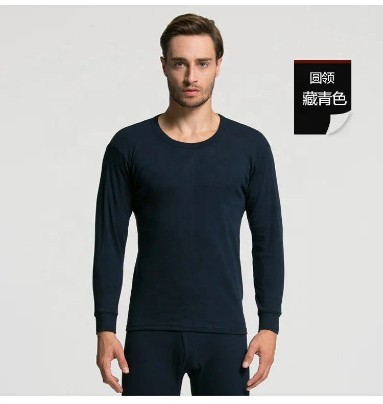 Wholesale winter Mens cotton thermal long johns underwear set with Top And Bottom