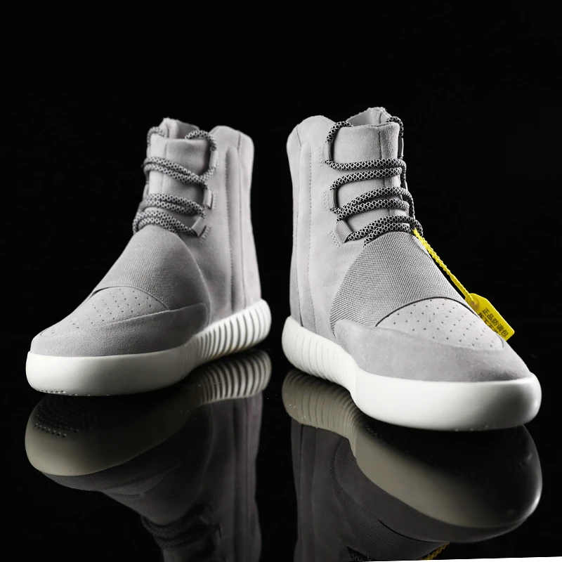 New Design Genuine Leather Sport Shoes Pure Color Fashion Custom High Top Sneakers For Men With Big Discount