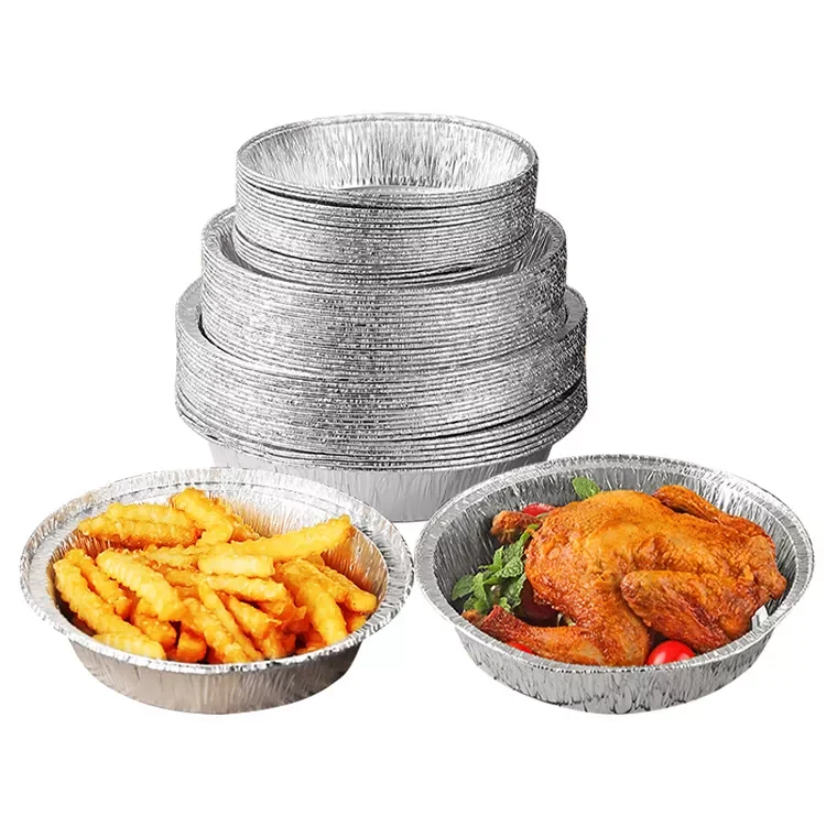 Factory direct sales of takeaway food lunch boxes safe high temperature resistant round aluminum foil containers