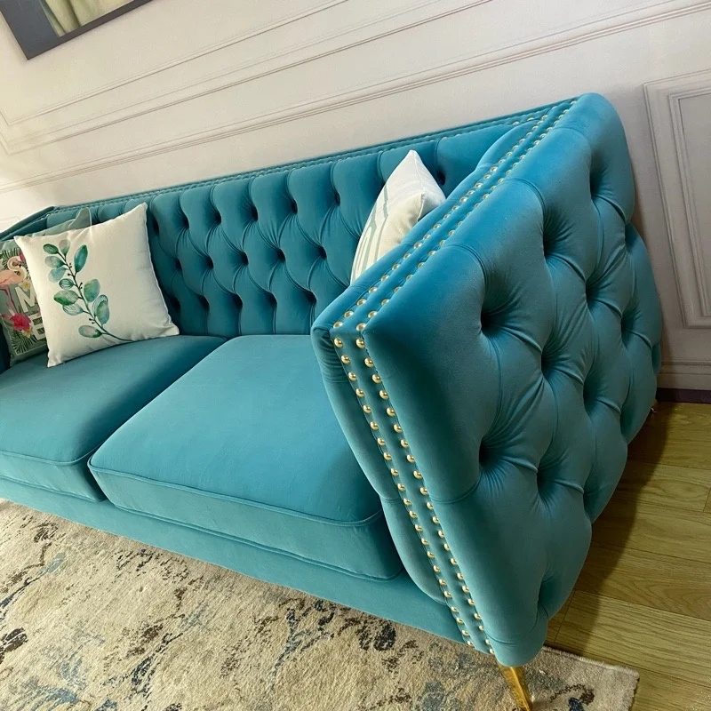 home furniture new model blue sectional luxury couch chesterfield sofa sets