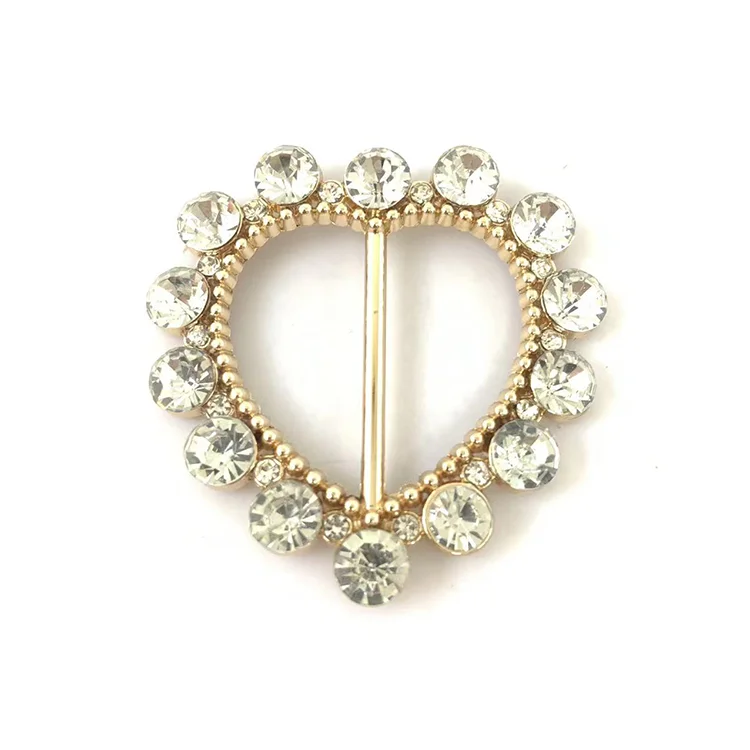 New listing crystal shoe clip fashion shoe decoration custom diamond heart-shaped buckle