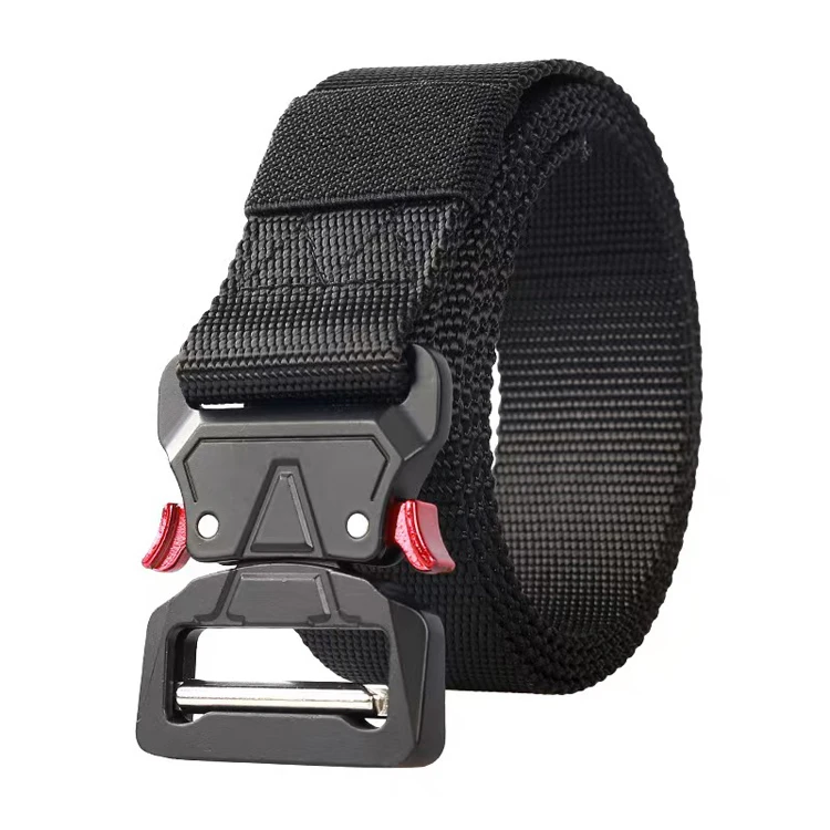 Outdoor Sports Red Ear Quick Release Buckle Climbing  Multi-Functional Woven Tactical Nylon Waist Belt