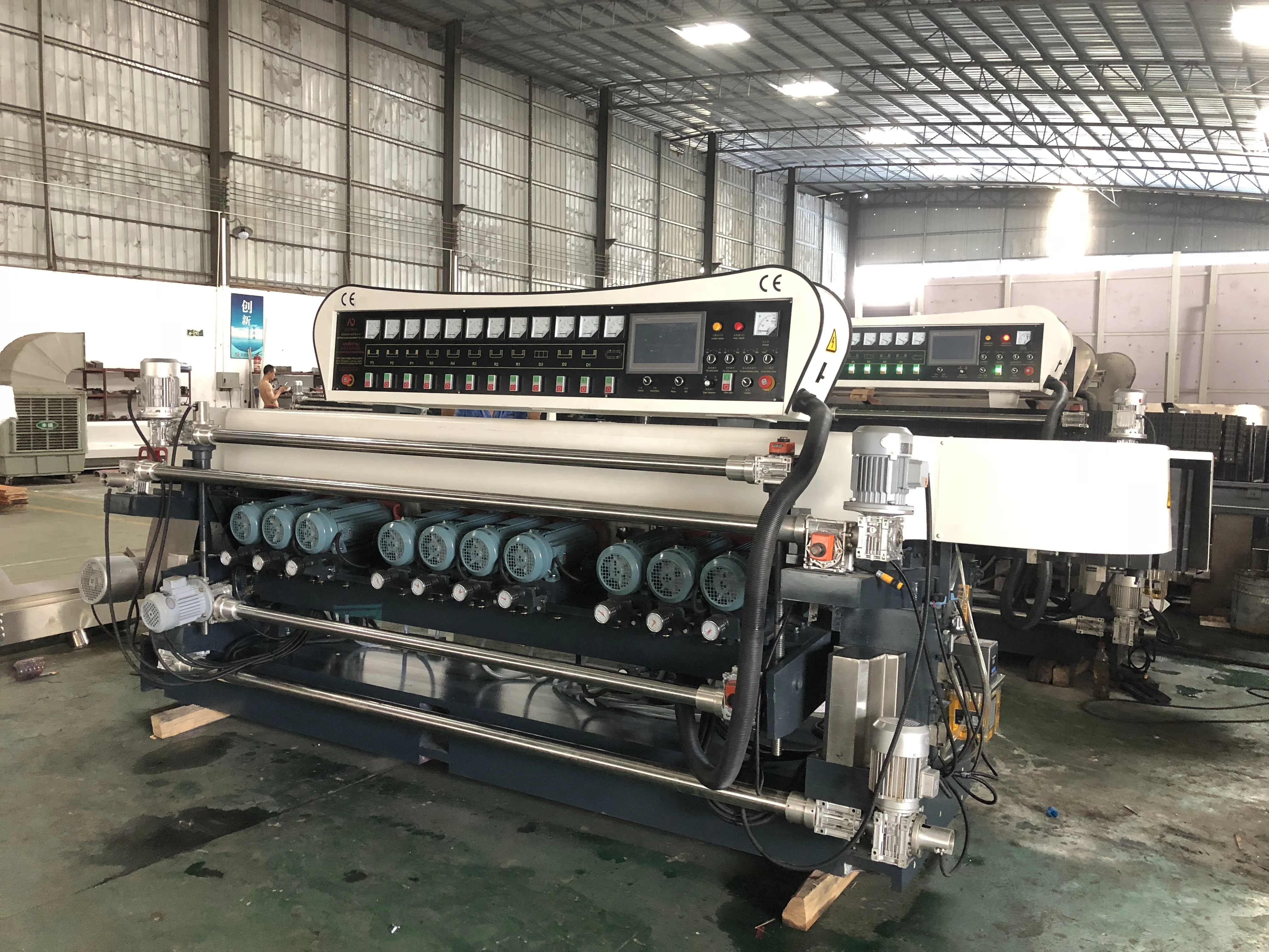 
11 motors Lifting system glass mirror beveling edge grinding machine price 