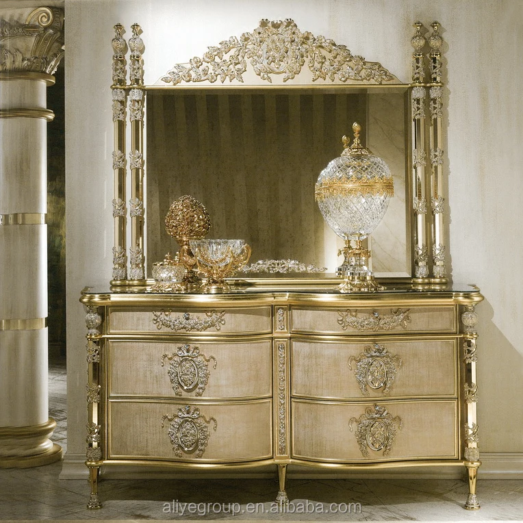  GDM014-luxury столовый гарнитур из роскошный обеденный стол цельного дерева с покрытыем цвета чистого 24 каратного