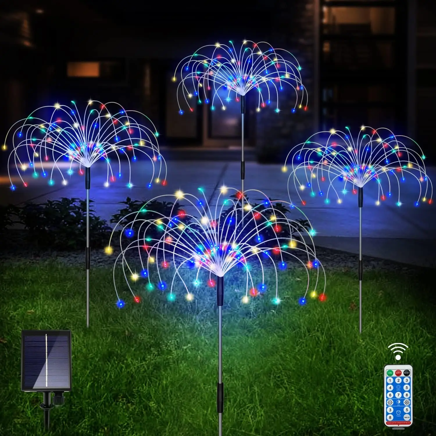 Outdoor Waterproof Copper Wire Firework Lights Decorative Ground Pathway Lawn Solar Light String Led Garden Lamp