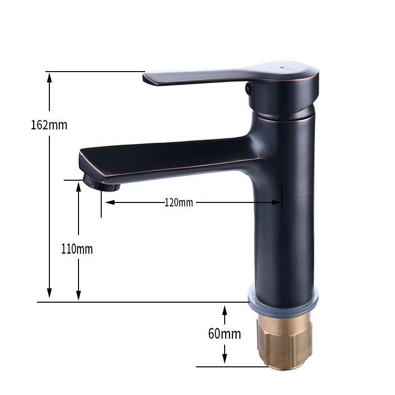 Basin Faucet Classic Single Handle Deck Mounted Chromed Zinc Alloy Bathroom Basin Faucet Mixer Black
