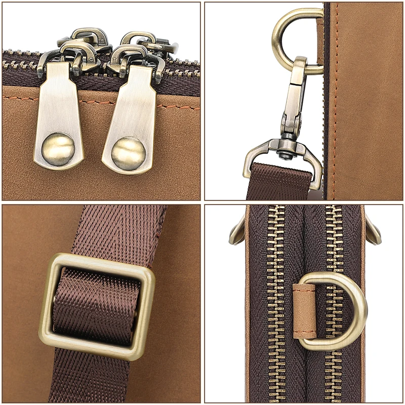 Vintage Genuine Leather Small Mens Crossbody Shoulder Bag Business Crazy Horse Leather Messenger Bags for Men