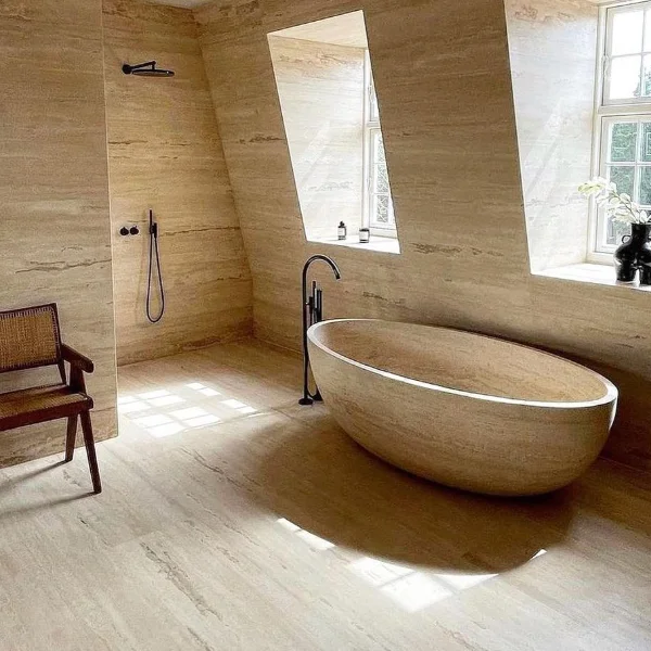 Factory Price Travertine Bath Tubs Luxury Travertine Marble Bathroom Tub for Decoration