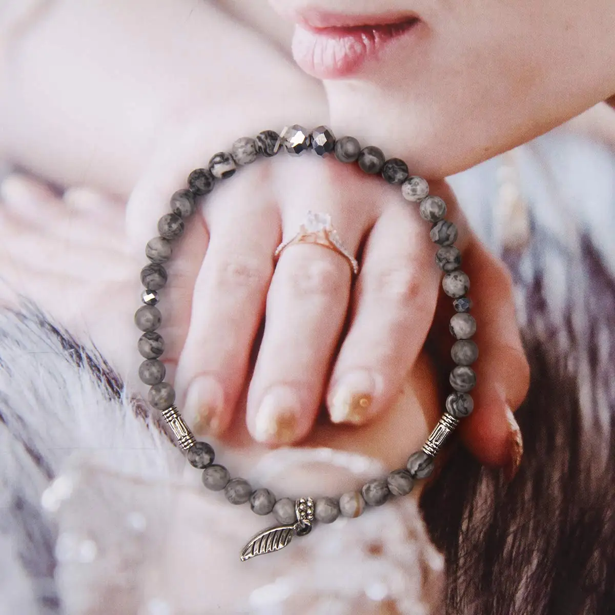 Tree of Life Pendant Map Stone and Tibetan agate gem Chakra beaded natural stone bracelet