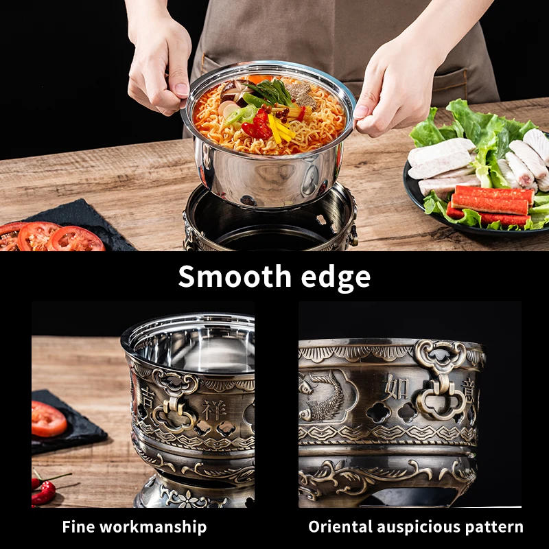 Hotel Classic Personal Hot Pot Mini Alcohol Stove Shabu Shabu Single Stainless Steel Hot Pot