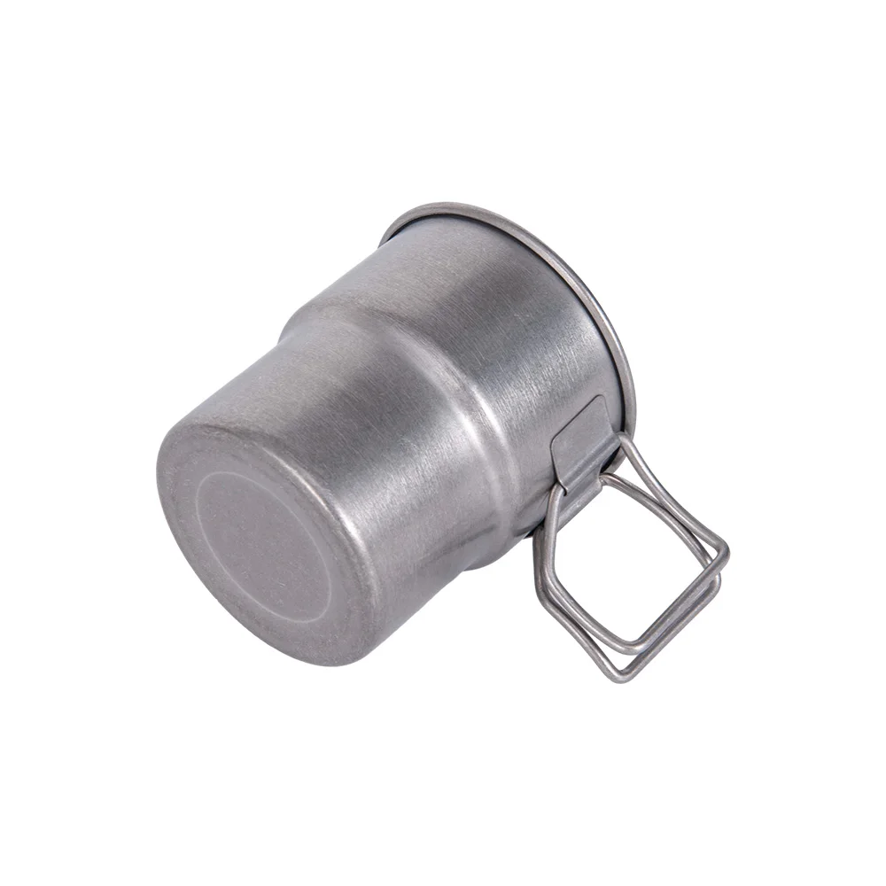 Ultralight Stainless Steel 304 Cup Camping Water Cup Mug Outdoor Camping Picnic Coffee Water Cup Mug with Foldable Handle