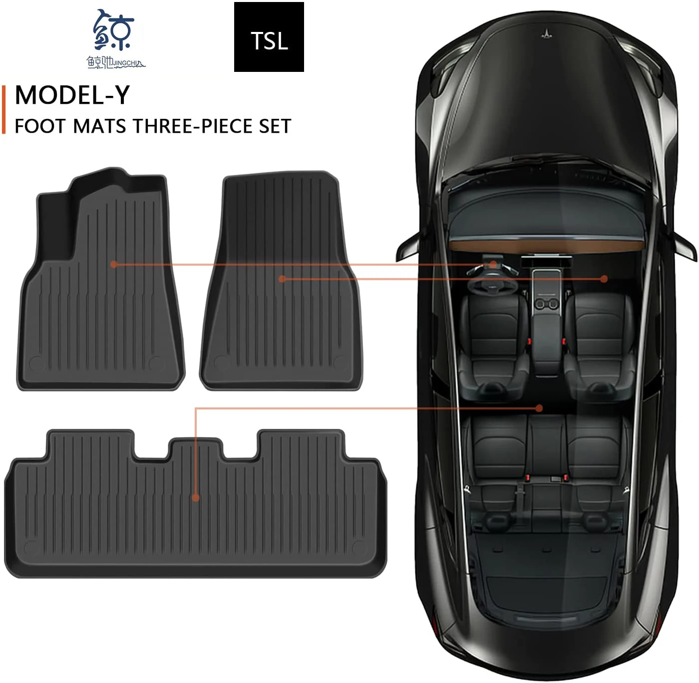 All Weather cars Floor Mat Front Rear Cargo Liner Mat Heavy Duty Floor Mats For Tesla Model Y/3 5-Seat  Accessories