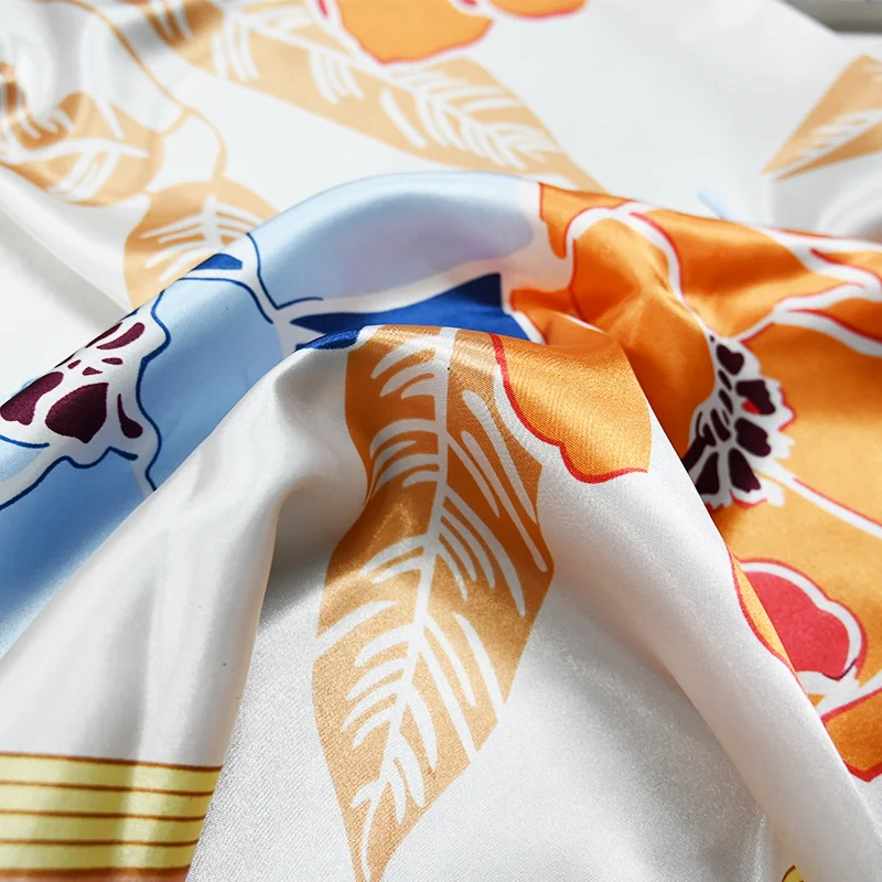 KEFEI ladies luxury square custom printing satin shawl hijab scarf for women stylish