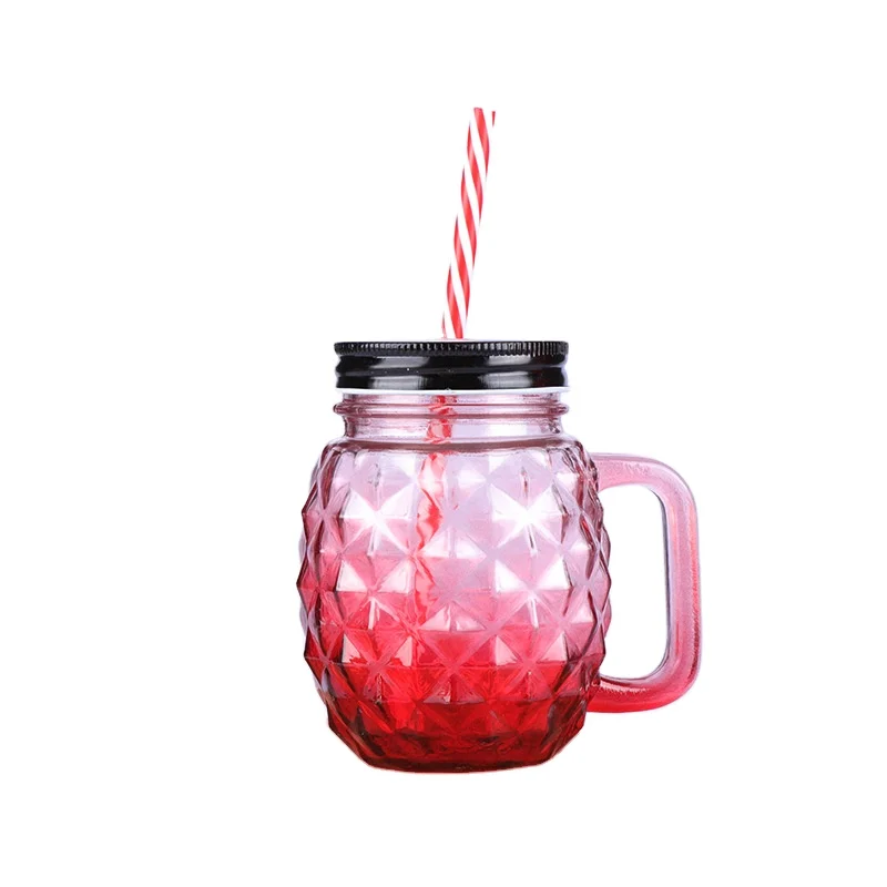 Drinking Glass Pineapple Mason Jar for Fruit Juice