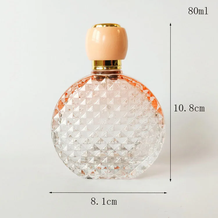 guangzhou high quality free sample glass flat round gradient bottle with pump for supplier malaysia