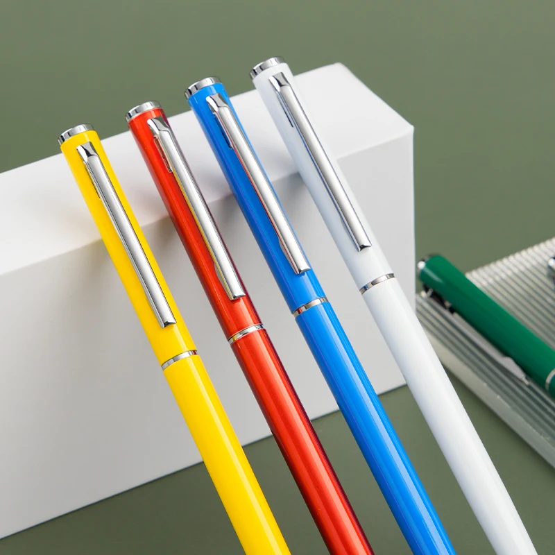 Promotion Cheap Custom Logo New Thin Ball Point Metal Pens Slim Twist Metal Ballpoint Pen With Gold Silver Clip