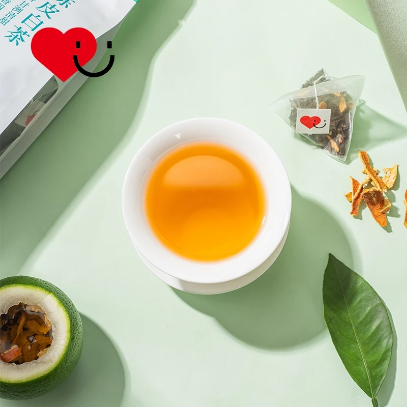 OEM source food factory mass customization summer fire pyramid bag tea tangerine peel white tea