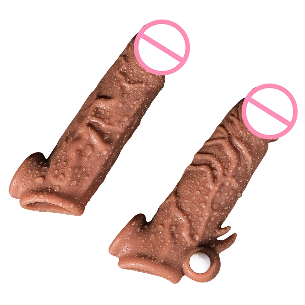 Hollow Dildo Cock Ring penis sleeve Aphrodisia Penis  Real Skin For Men