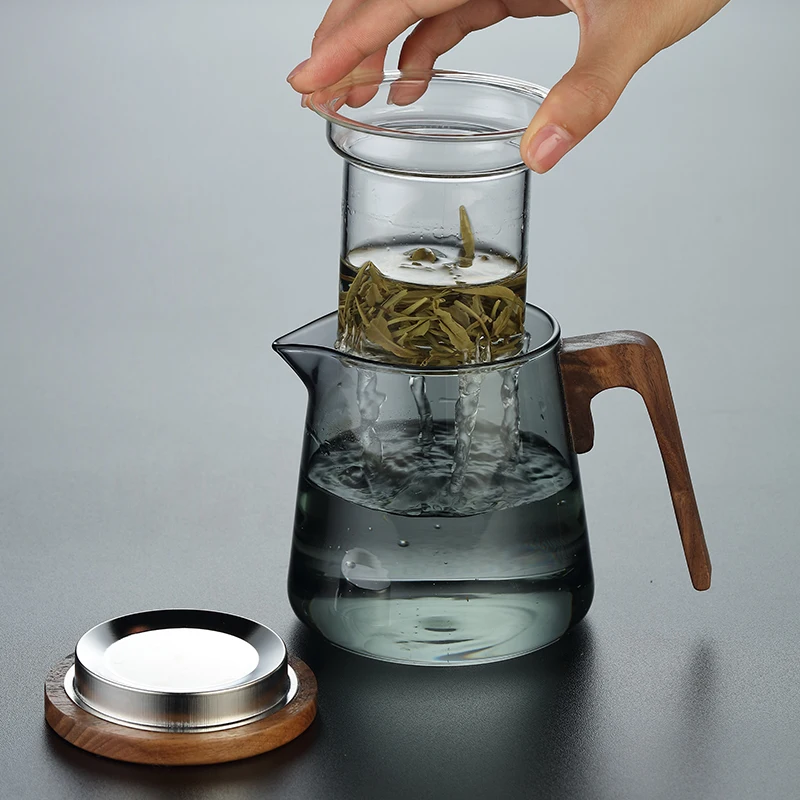 Высокотемпературный устойчивый высокоборосиликатный прозрачный чайный горшок китайский чай кунг-фу с ручкой облачный и справедливый чайник