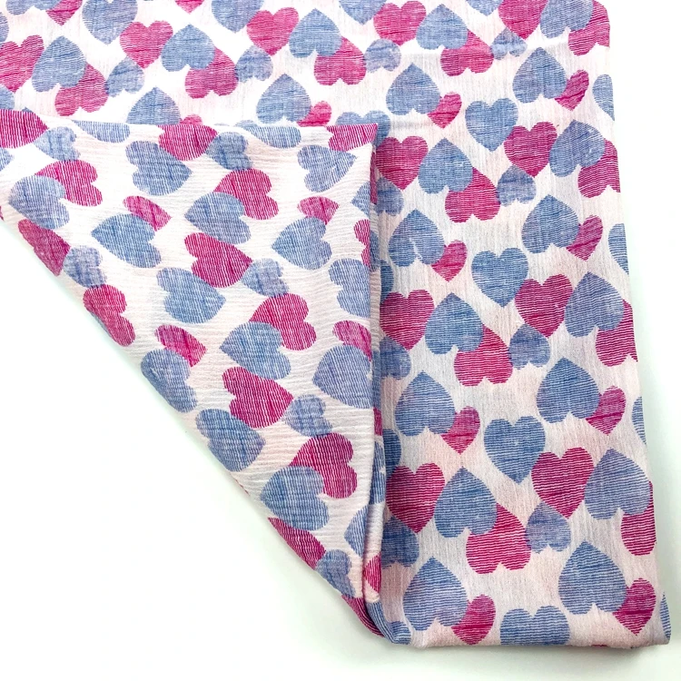 
cotton heart printed crepe fabric 