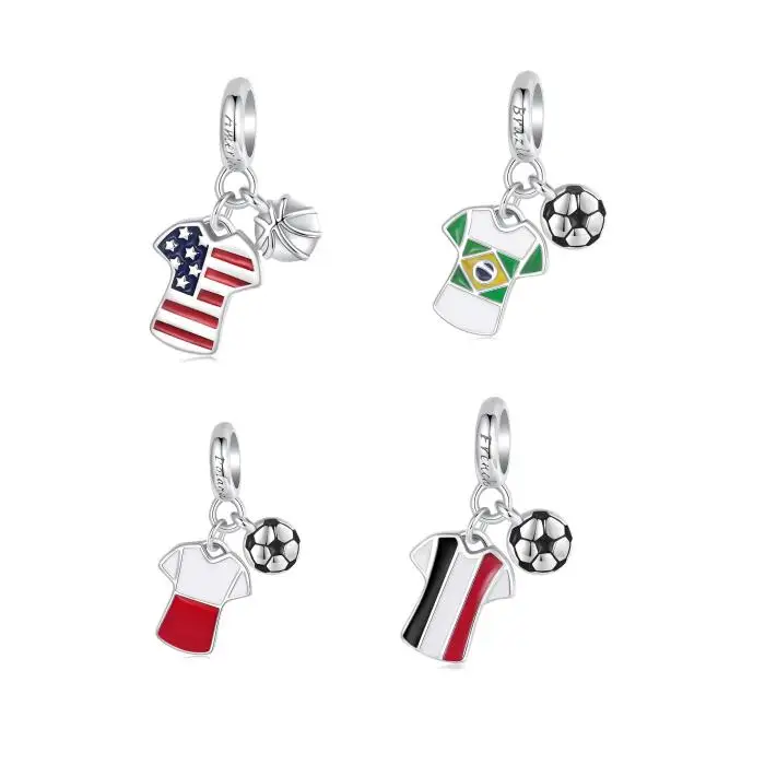 High Quality Fashion 925 Sterling Silver Jersey Pendant Charms With Factory Price