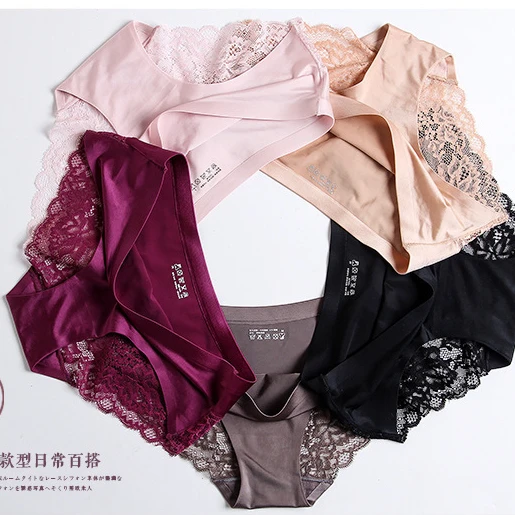Best Seller Girls Breathable Plus Size Womens Underwear Panties Sexy Satin Silk Women Sexy Briefs Seamless Lace Panties