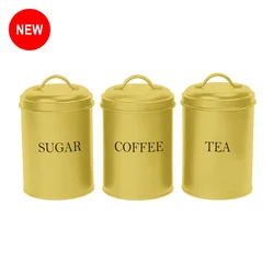 Customized Vintage Food Storage Jar For Sugar Coffee Tea 3PCS Canister Set Metal Canister Tin