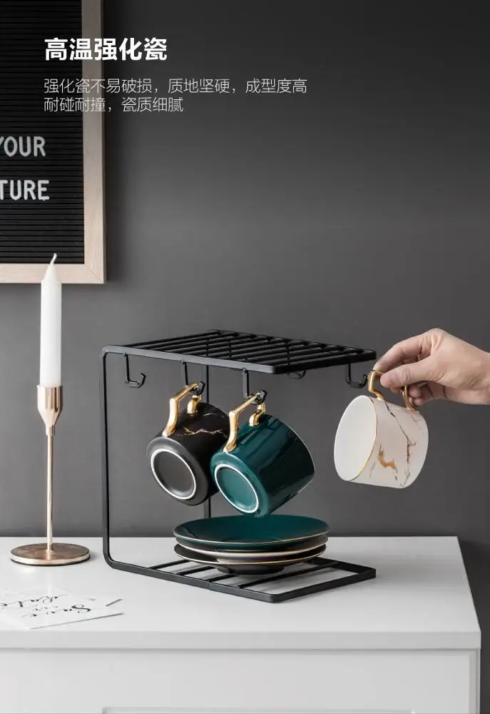 
250 ml European Style Luxury gold ceramic tea set coffee mug cup for home coffee shop bar 