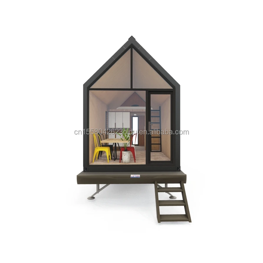 Modern  Container House Triangular Wooden Container Trailers with Wheels for Outdoor Coffee Sales