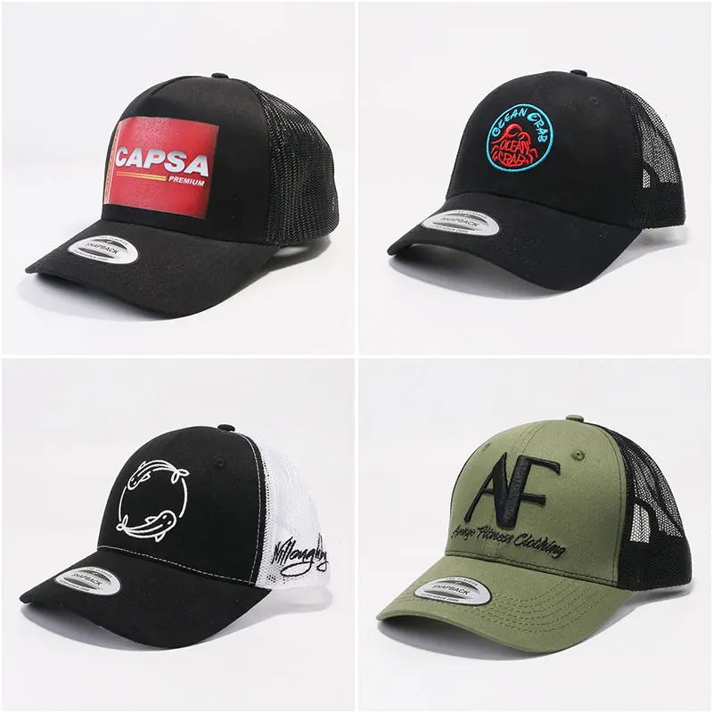 Custom yupoong embroidery trucker hat mesh trucker cap hat