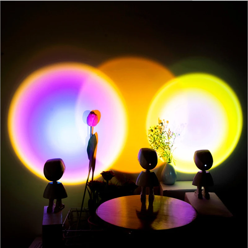  Оптовая продажа с Фабрики Декоративные Атмосферу RGB фотографического Робот игрушка для собак-светильник спальни закат Радужный проекционный СИД настольная