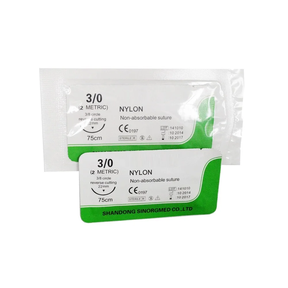 Medical monofilament polyamide nylon surgical sutures thread with needle