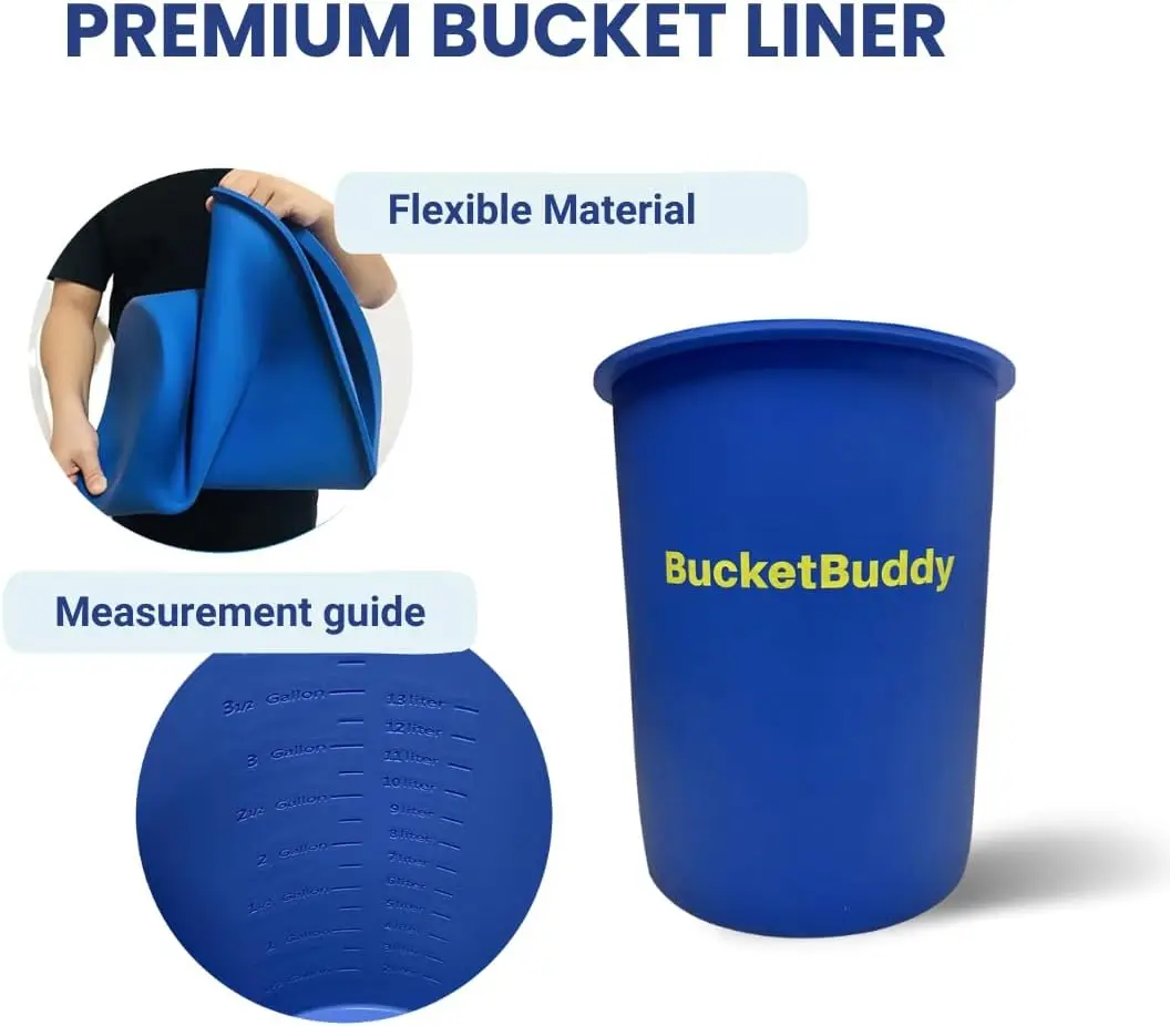 Rubber bucket liner BucketBuddy Heavy Duty Bucket Liner - Flexible and Reusable Silicone bucket liner - 5 Gallon