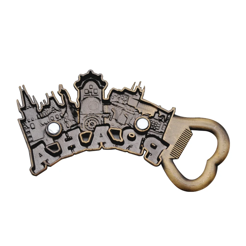 Antique Finished Metal Custom Prague Castle Souvenir Fridge Magnet for tourism Souvenir
